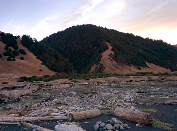 Spanish Creek is just to the south (right on the photo). Continue past the debri field.